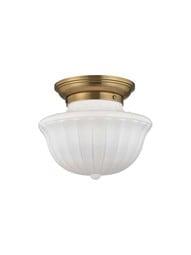 Dutchess 1-Light Medium Flush Mount in Aged Brass.